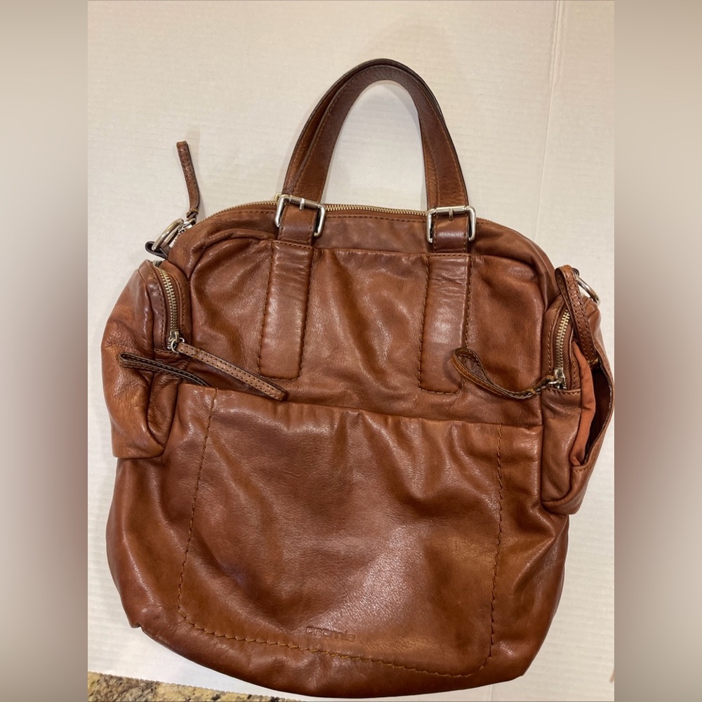 RARE Cromia Italian Leather Bag 15”x15” w5” Double Handle